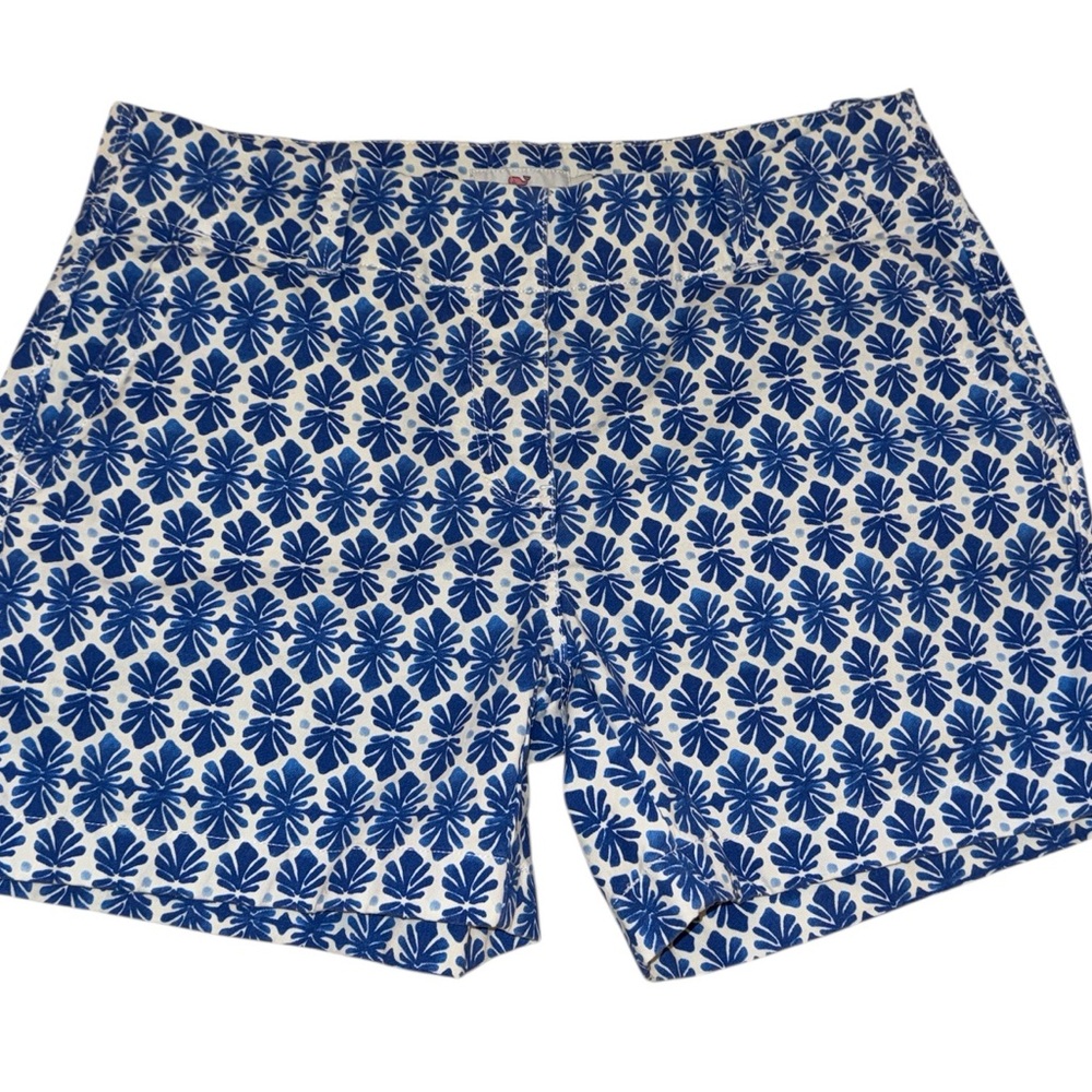 Vineyard Vines Blue White Floral Print Cotton Stretch Chino Short Size 6 Preppy